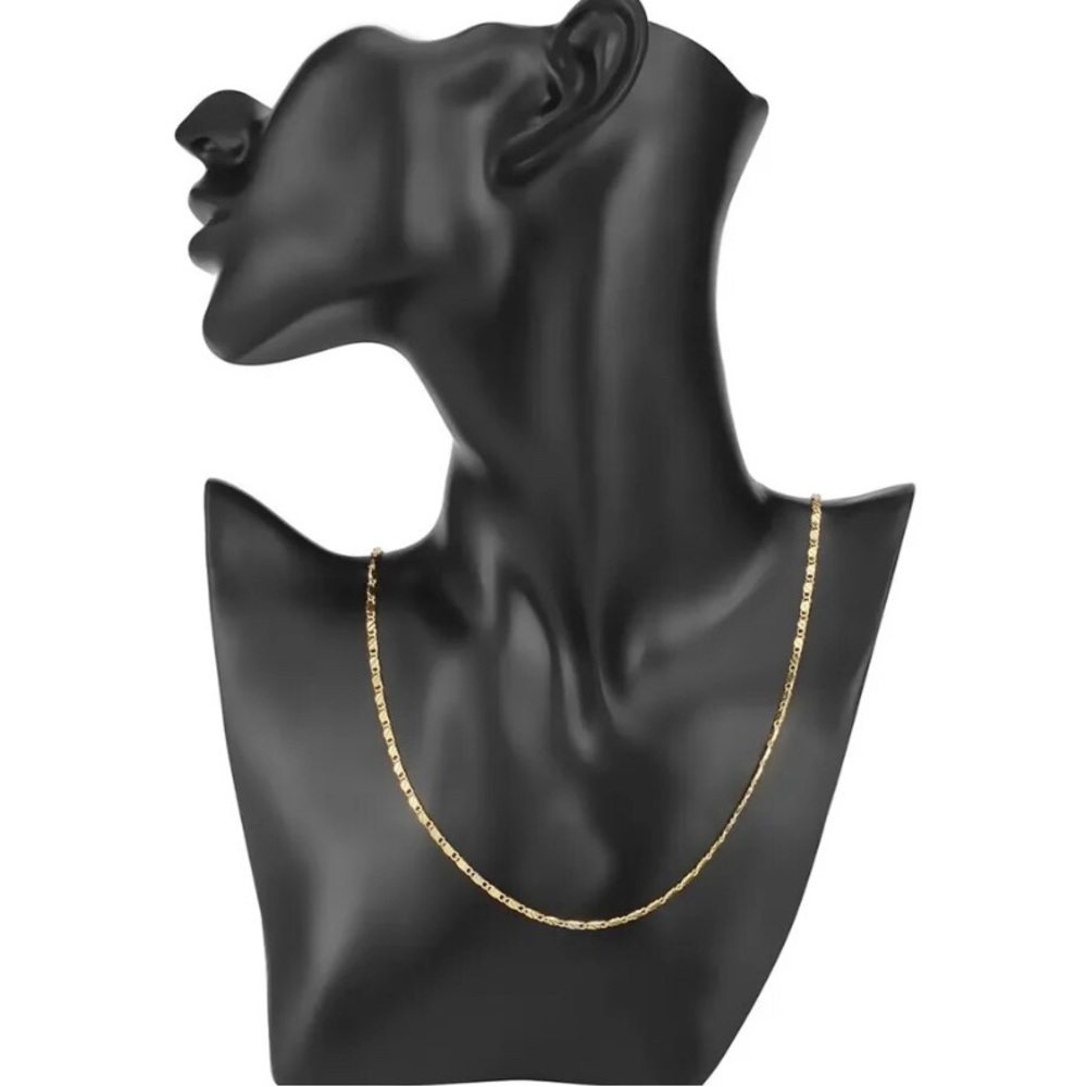 18k Gold Color Charm 2mm Flat Chain Necklaces For Women